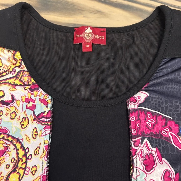 From the Heart woman’s Black Artsy lagenlook mesh colorful tunic blouse M - Picture 5 of 14